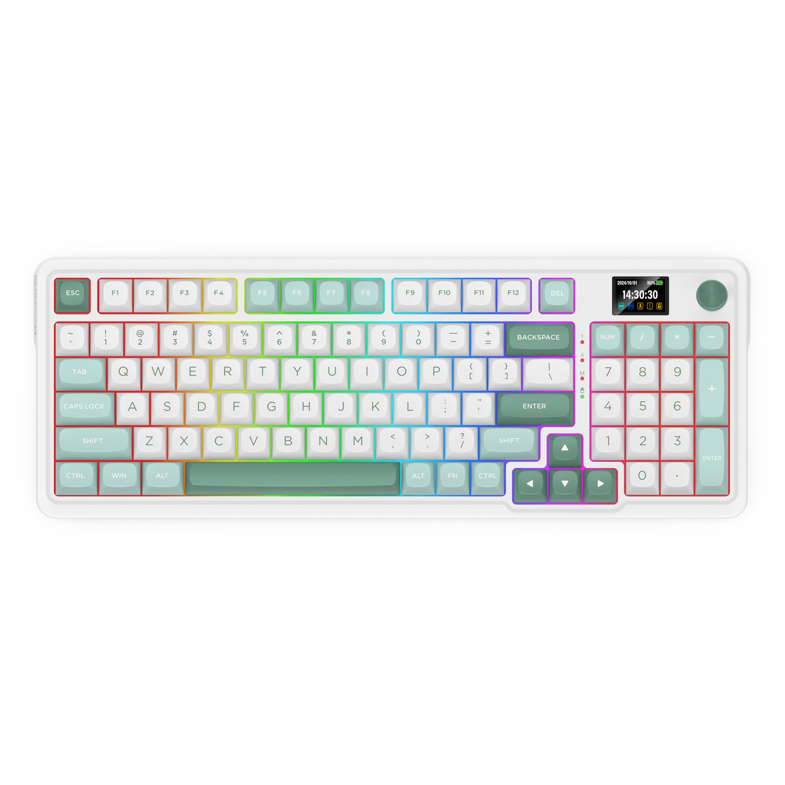 RD KEYBOARD (K719WG-RGB-PRO) GALATIN PRO W/ LCD SCREEN WHITE+GREEN