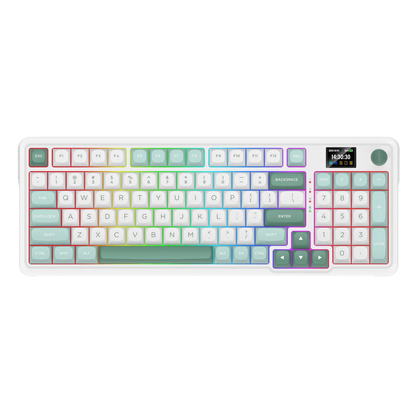 RD KEYBOARD (K719WG-RGB-PRO) GALATIN PRO W/ LCD SCREEN WHITE+GREEN
