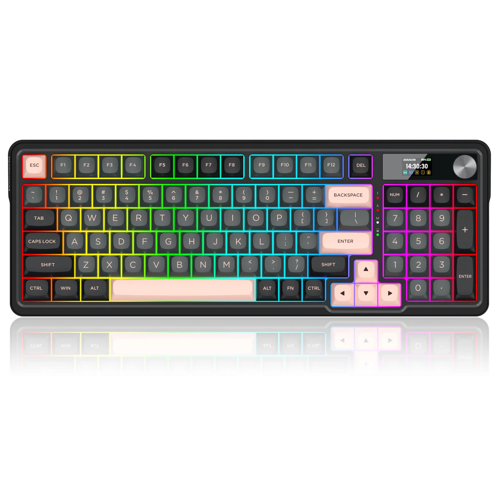 RD KEYBOARD (K719GBP-RGB-PRO) GALATIN PRO W/ LCD SCREEN GREY+BLACK+PINK