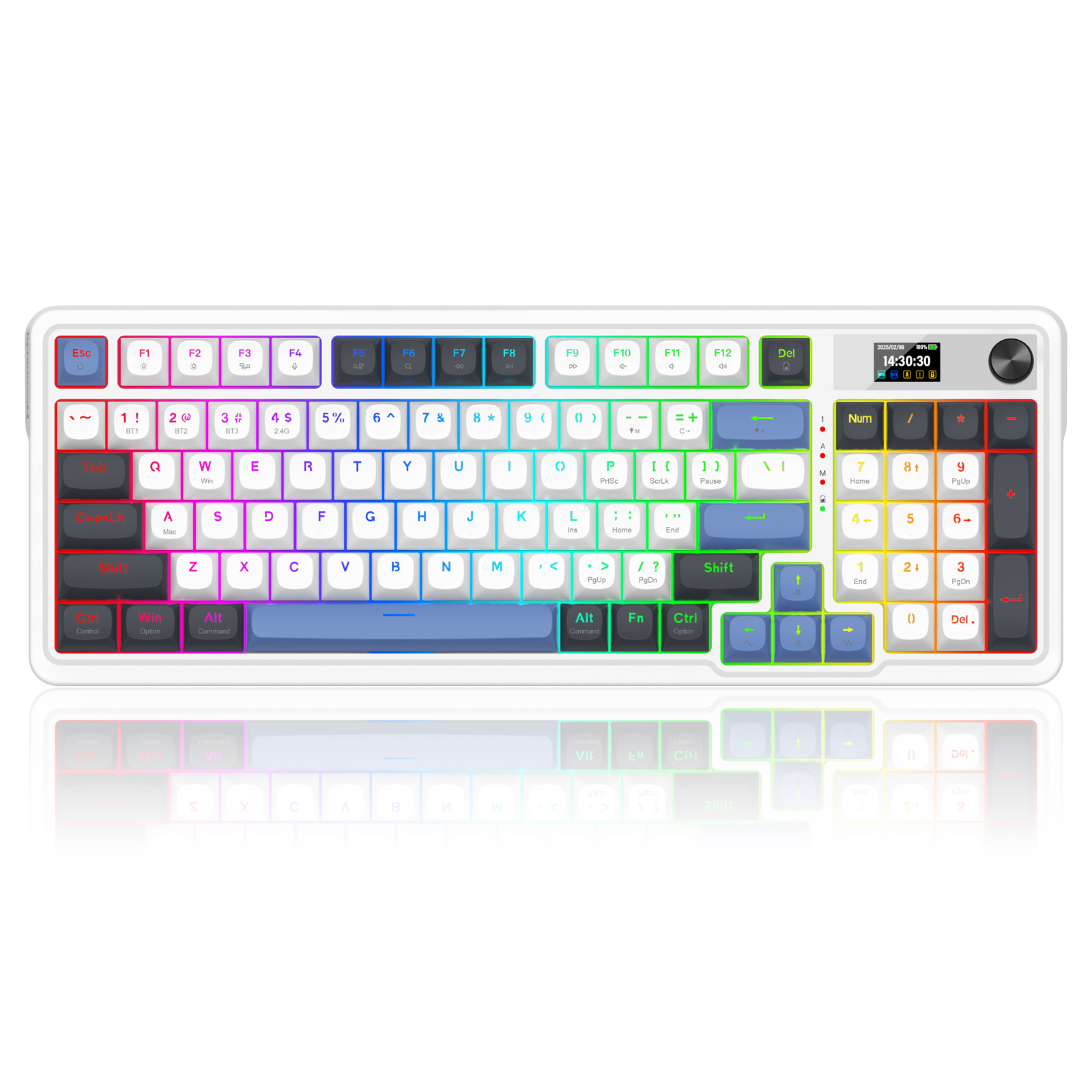 RD KEYBOARD (K719WGB-RGB-PRO) GALATIN PRO W/ LCD SCREEN WHITE+GREY+BLUE