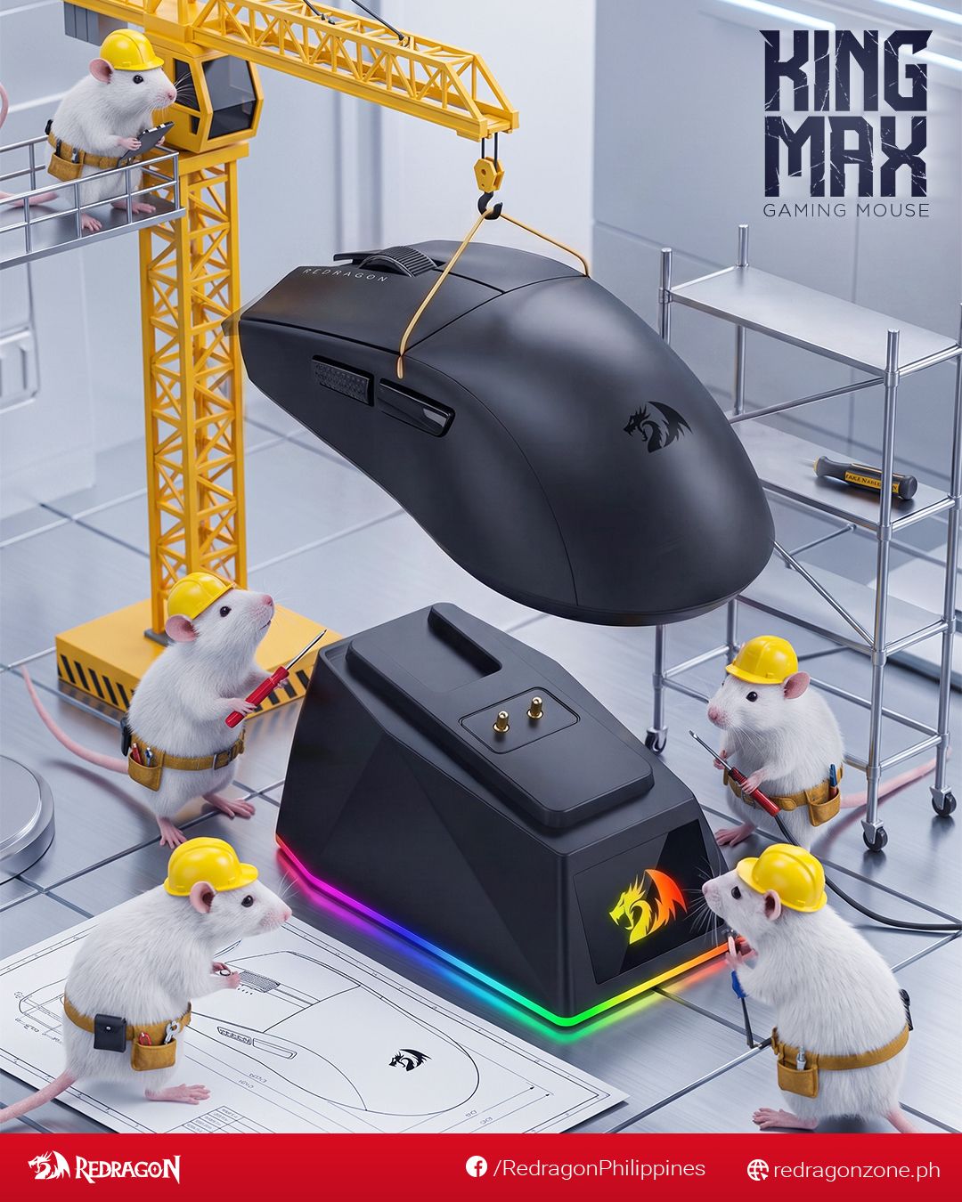 RD MOUSE (M916-MAX) KING MAX WIRELESS BLACK & WHITE